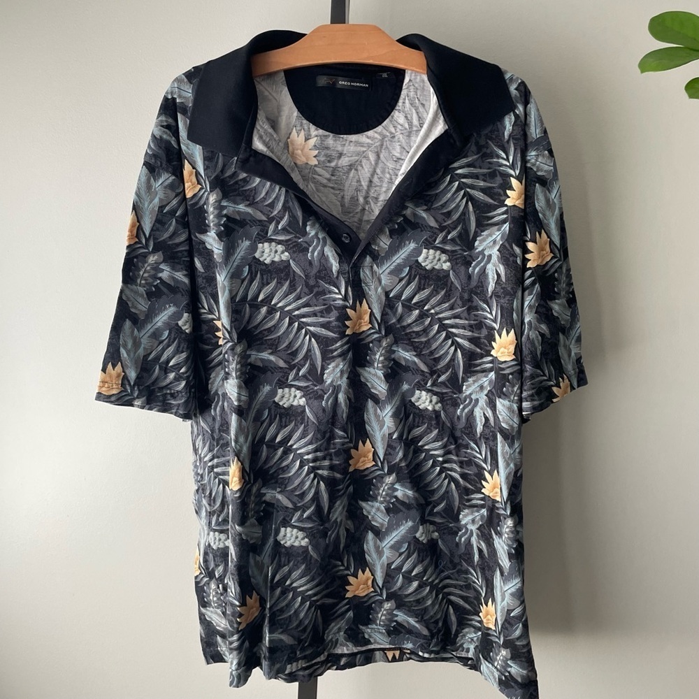 Greg Norman Tropical Golf Polo Shirt Beach Vacation Tiki Hawaii Mens Size XXL